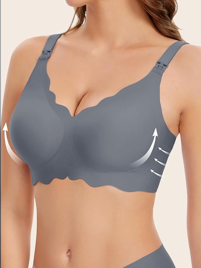 Angelhood Nursing Bras for Breastfeeding Ultra Comfort Seamless Maternity Bra Wireless Pregnancy Bralette with Bra Extender