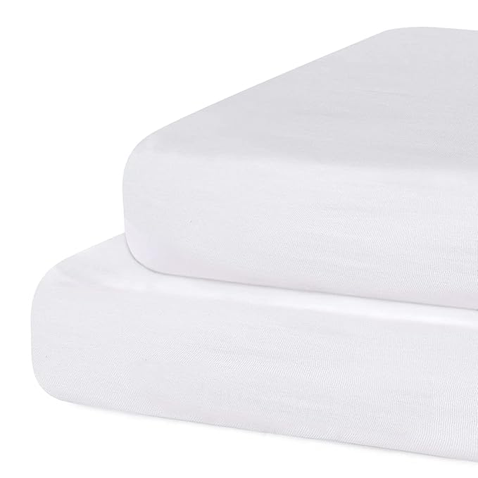 Fitted Crib Sheet 100% Cotton 52"x28"x8", 2 Pack Crib Mattress Sheet Set Fit for Standard Crib and Toddler Bed Mattress, Baby Crib Sheets Boys Girls, White