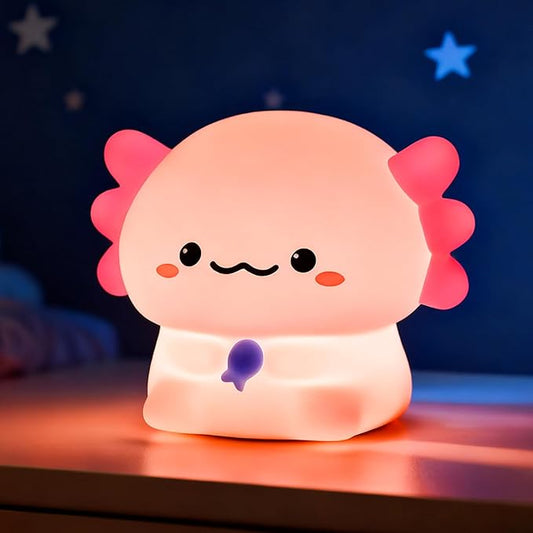 Axolotl Night Light for Kids, Adjustable and Timed Silicone Night Lamp, Axolotl Lamp Room Decor for Nursery Bedroom Suitable for Girls Women