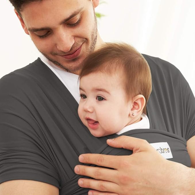 Acrabros Baby Wrap Carrier,Hands Free Baby Carrier Sling,Lightweight,Breathable,Softness,Perfect for Newborn Infants and Babies Shower Gift,Charcoal Grey