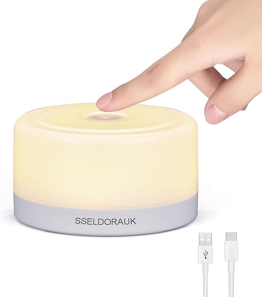 S SELDORAUK Touch Night Lights for Kids with Dimming Function, Rechargeable Nursery Night Light Kit (3000K Warm White 1Pack)