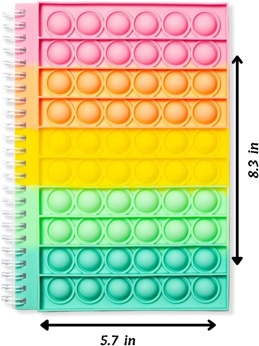 Fidget Notebook, Pop It Fidget Toy, Push Pop Spiral Notebook, Silicone Bubbles Sensory Toy Stress Reliever, Anxiety Relief Pop Journal, School/ Office Notebook (Color Mix)