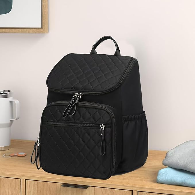 Large Capacity Diaper Bag Backpack with Stroller Buckle, Water-Resistant Travel Baby Bag with Insulated Pockets (Classic, Black)