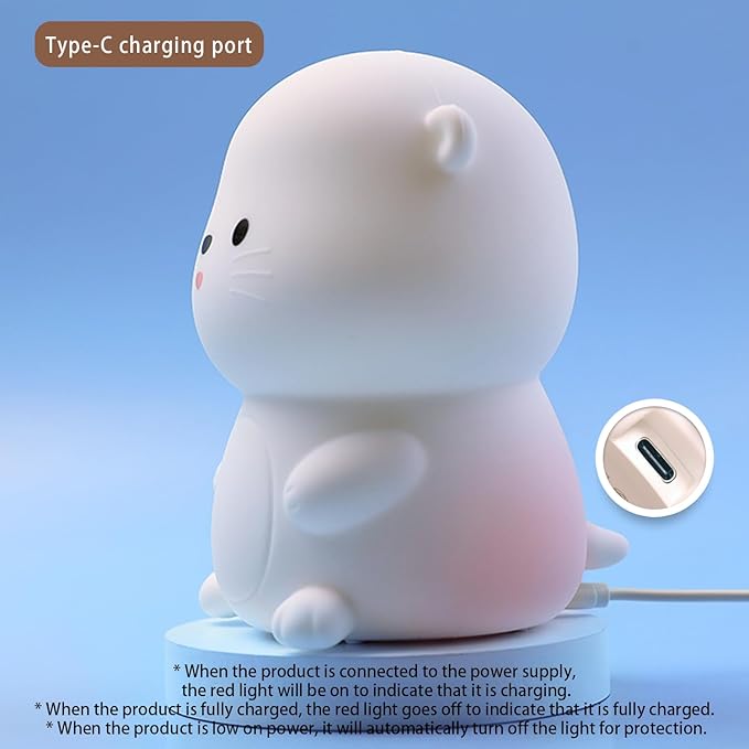 Cute Otter Night Light, LED Squishy Night Lamp, Dimmable Nursery Nightlight for Kids, Rechargeable Timer Touch Lamp, Dorm Decor, Kids Funny Gifts (Otter)