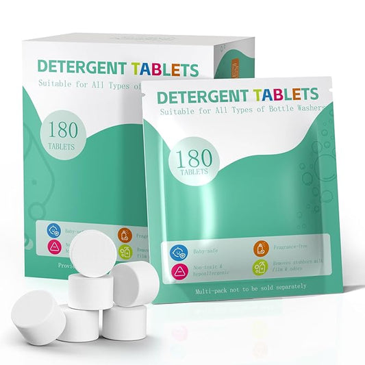 Baby Bottle Washer Detergent Tablets for Momcozy Pro, Baby Brezza, Bottle Cleaner Washers Sterilizers & Dryers, Baby-Safe Natural Formula, Professional Cleaning Power for Bottles & Nipples, 180PCS