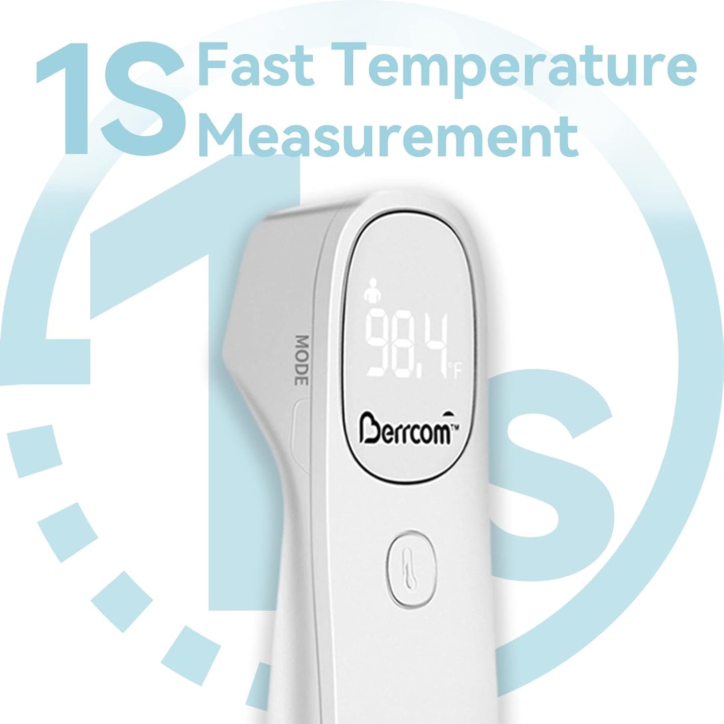 Berrcom Non Contact Infrared Thermometer Digital Forehead Thermometer for Adults and Kids Temperature Thermometer 3 in 1 with Fever Alert Touchless Baby Thermometer Large LED Display