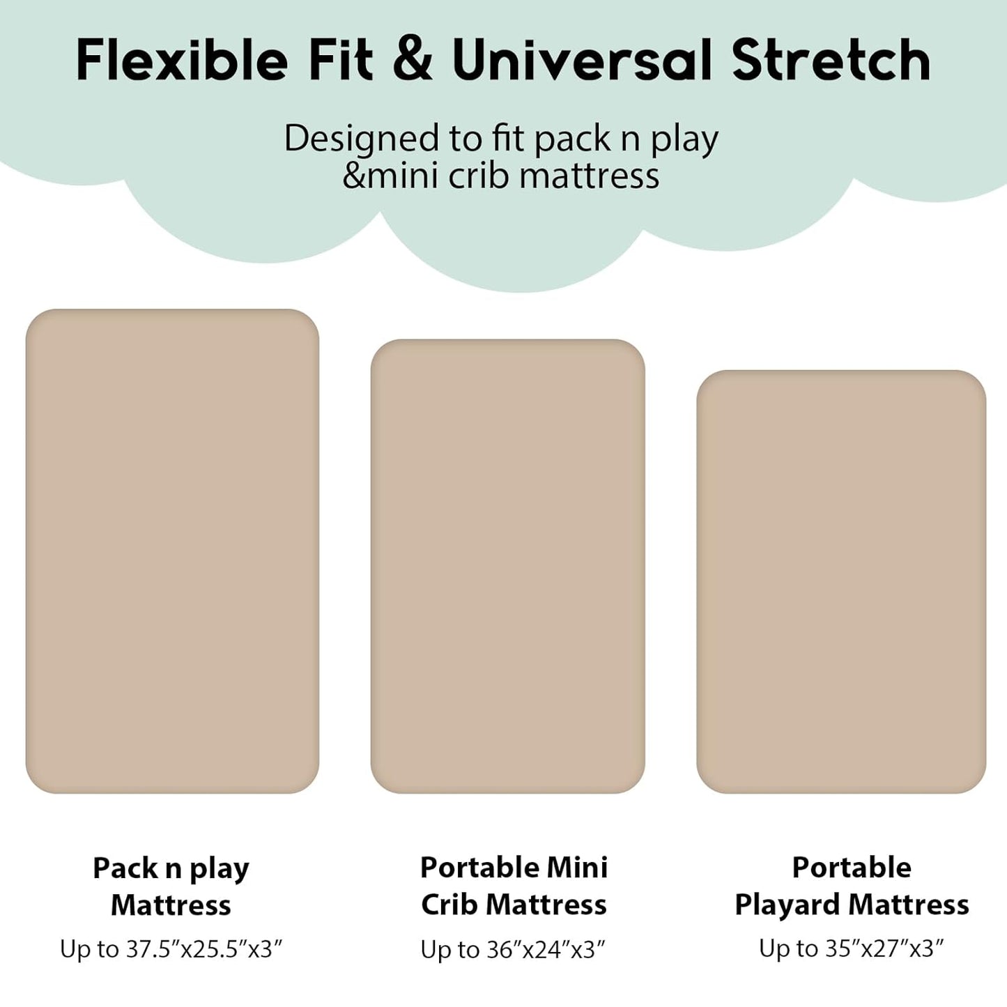 Yoofoss Pack and Play Sheets Fitted, Mini Crib Sheets 2-Pack for Pack N Play Mattress, Stretchy Playard Sheet, Soft and Breathable (Apricot-Green)