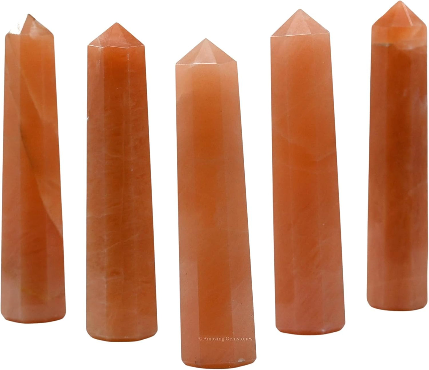 Amazing Gemstone Red Aventurine Crystal Towers - Natural Healing Crystal Point Obelisk for Reiki Healing and Crystal Grid (3 Inch)