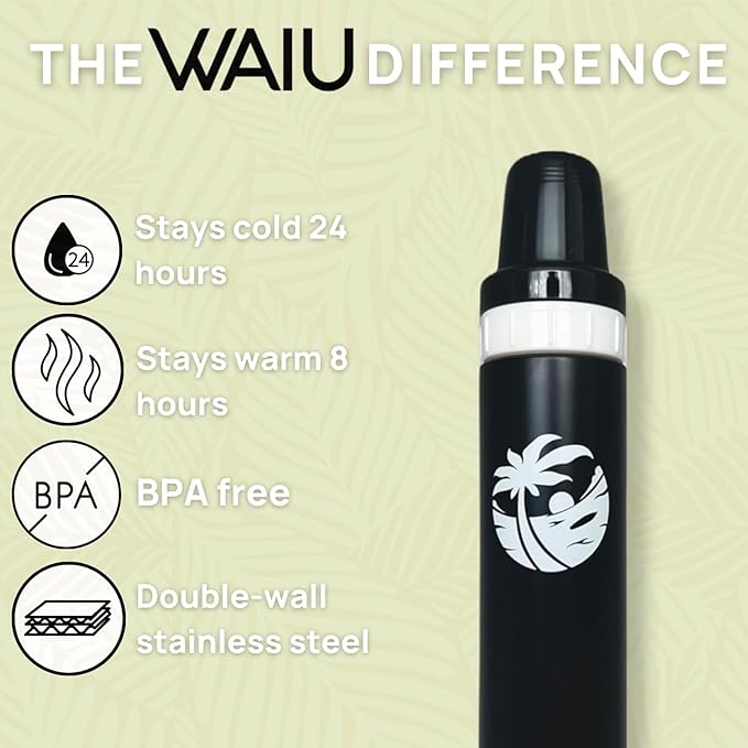 Waiu Insulated Stainless Steel Baby Bottle BPA-Free | Keeps Drinks Hot for 8 Hours, Cold for 24 Hours | 4 oz. (Black)
