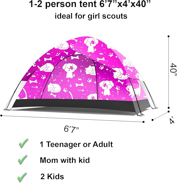 KidzAdventure 2 in 1 Indoor/Outdoor Tent for Kids, Small 1 or 2 Toddler/Kids Tent, Backpacking, Lightweight and Easy Pop up, Ideal for Backyard, Outside Camping, or Play Fort
