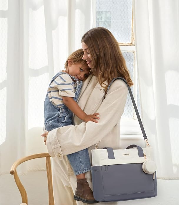 LOVEVOOK Diaper Bag Tote Large Baby Bag for Mom Hostipal and Travel Diaper Tote for Baby Boy with Pacifier Case Changing Pad