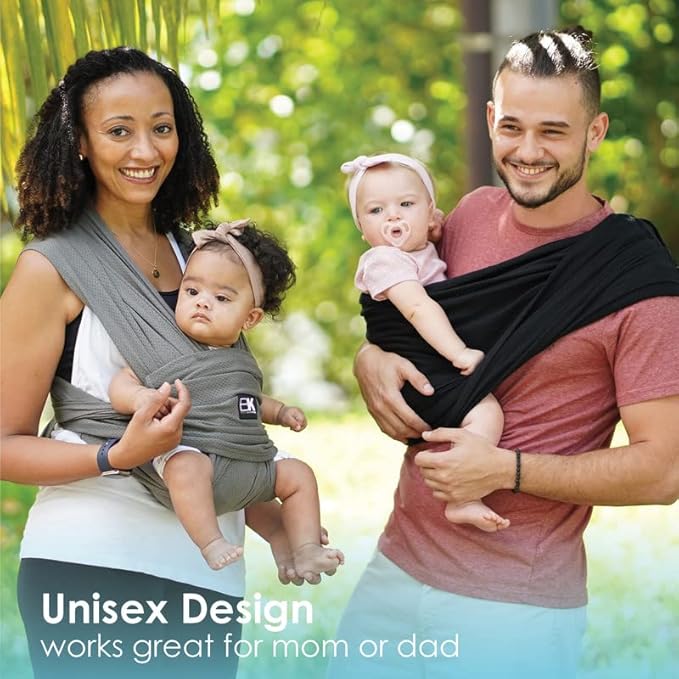 Breeze Baby K'tan Baby Carrier, #1 Easy Pre-Wrapped Baby Sling Gift | Breathable 100% Cotton Mesh | Hands Free Wrap for Infants | No Rings Or Buckles | Black | Small