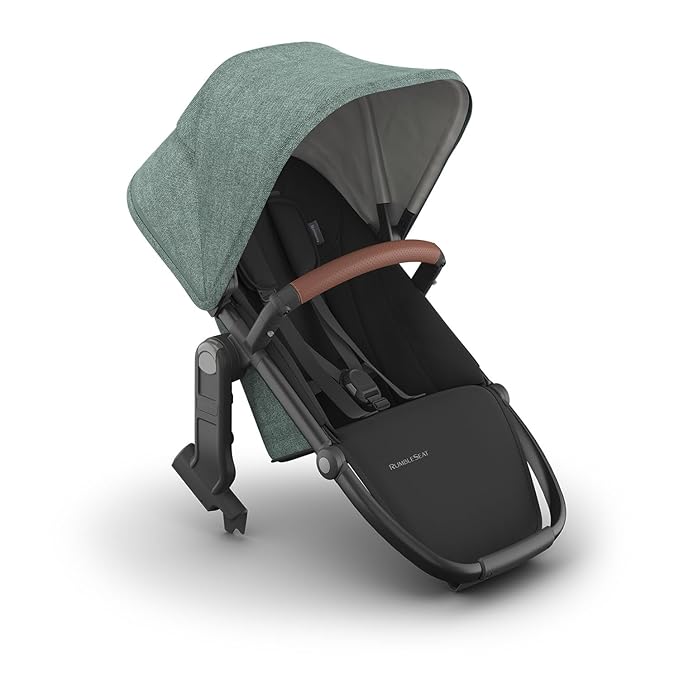 UPPAbaby RumbleSeat V3 Second Lower Seat - Compatible with Vista V2 and Vista V3 - All-Weather Seat + Magnetic Buckle – Adapters Included - Gwen (Green Mélange/Carbon Frame/Saddle Leather)