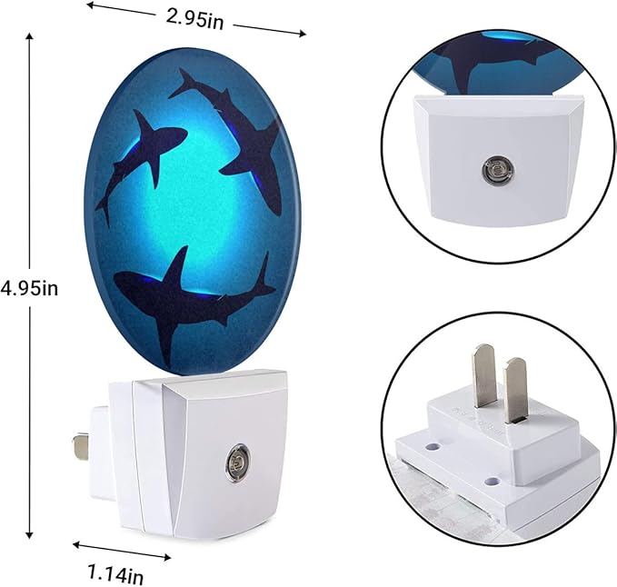 EKOBLA Shark Night Light Underwater Huge Shark Ocean Sea Night Lights Plug into Wall Auto Sensor Coastal Nautical Nightlights for Men Women Boys Girls Bathroom Decor