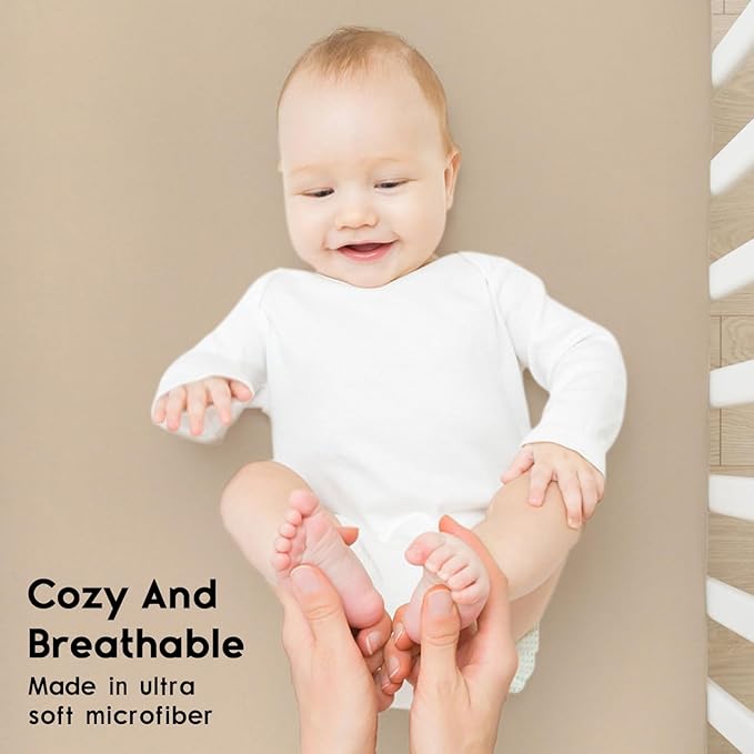 Yoofoss Baby Crib Sheets for Boys Girls, Fitted Crib Sheet 2 Pack for Standard Crib and Toddler Mattress, Super Soft Microfiber Baby Sheet 28x52x8in(Apricot-Green)