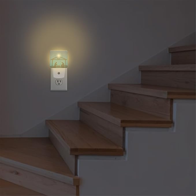 Christmas Christian Nativity Scene with Jesus Plug in Night Light with Auto Dusk to Dawn Sensor,Warm Night Lights for Boys Girls Bedroom Bathroom Hallway Kids Room Gifts