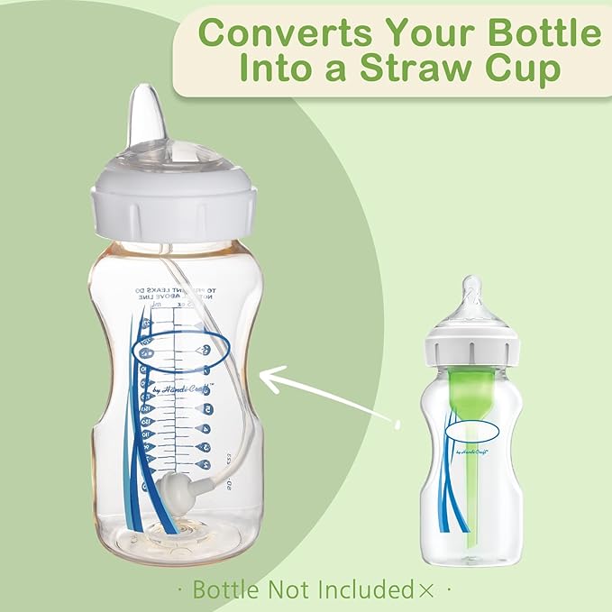 3 Pack Weighted Straw Cup Conversion Kit Compatible with Dr Browns Wide Neck Bottles, Soft Straw Bottle Top Conversion Kit, No-Spill, Transition Kit with Silicone Straws Nipple