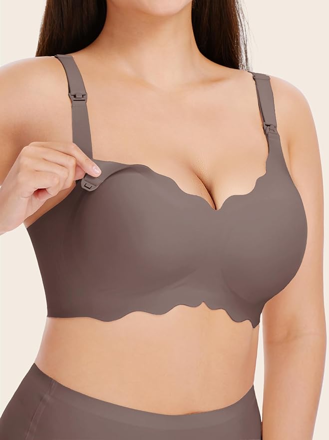 Angelhood Nursing Bras for Breastfeeding Ultra Comfort Seamless Maternity Bra Wireless Pregnancy Bralette with Bra Extender