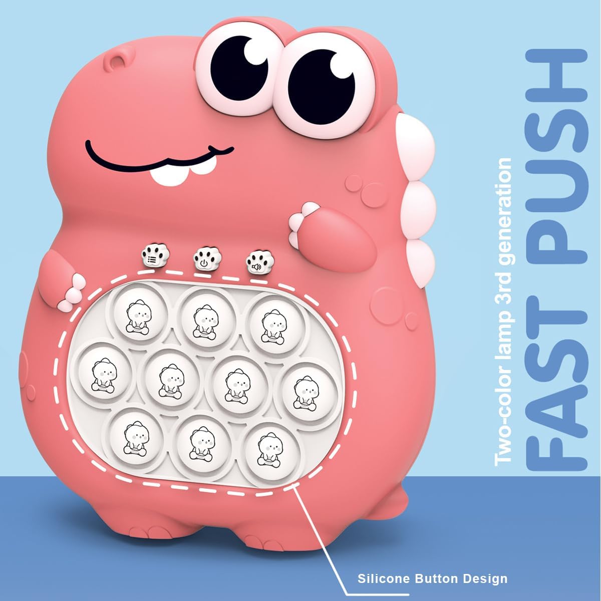 Puzzle Pop Light Up Game Fidget Travel Games /Upgrade Travel Sensory Fidget Toys Popular Handheld Games for Teenagers Anti Anxiety Autism Relief Birthday Party Gift (Pink Dinosaur)