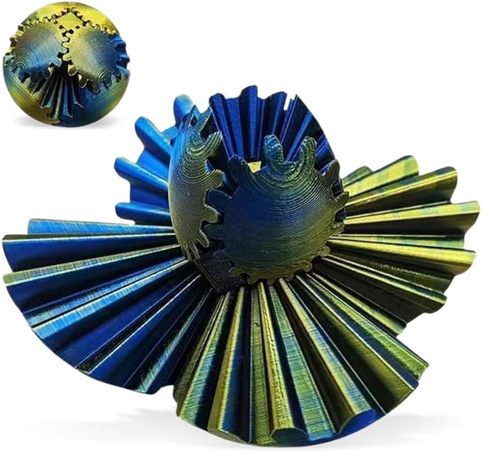 3D Printed Gear Ball, Gears phere Gear Ball Fidget Toy, Puzzle Balls, Fidget Ball, Cube Fidget Toy ,Gear Ball Toys for Classroom Prizes, Party Birthday, Anxiety Relaxing and Stress. (Blue and Yellow)