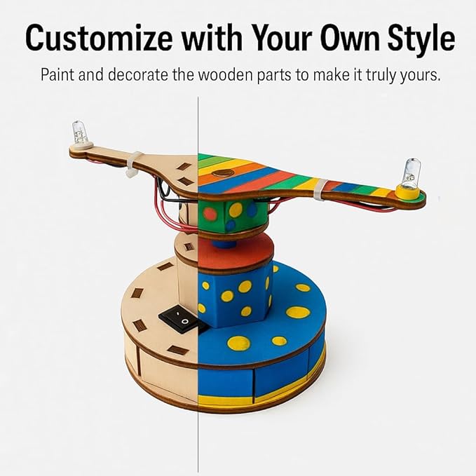 STEM Kits for Kids Age 8-10, STEM Toys for Boys 8-12, Wooden LED Spinner Model Building Kits, Wood 3D Puzzles 8-13, Science Crafts Projects, Gifts for 8 9 10 11 12 13 14 Year Old Teen Boys Girls