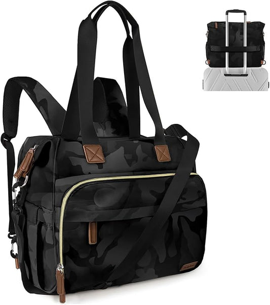 Diaper Bag Backpack, Mommy Travel Diaper Bag Tote with Shoulder Strap, Hospital Bag, Weekender Baby Bag for Mom