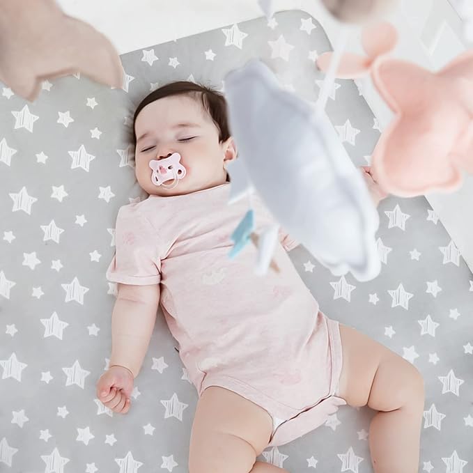 Crib Sheets & Waterproof Crib Mattress Protector for Boys 4 Pack Set, Viscose, Waterproof Crib Sheets Mattress Pad Cover, Grey & Navy