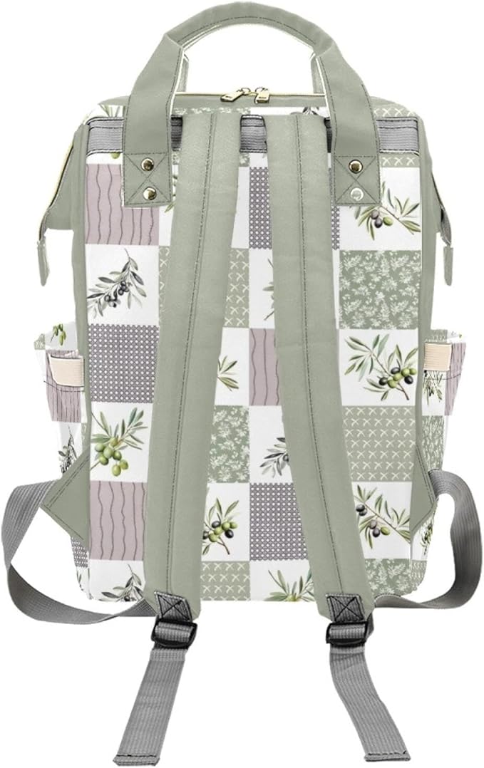 Personalized Olive Diaper Bag with Name – Custom Baby Bag, Nursing Tote Backpack for Mom, Custom Name Mommy Daypack, Shower Gift for Baby