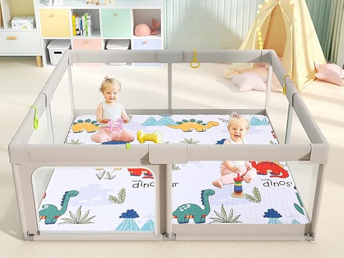 50 x 50 Play Mat for Baby Playpen Tummy Time, Non-Slip Washable Baby Playpen Mat, Baby Crawling Mats for Floor, Portable Travel Large Play Mats for Toddlers and Infants