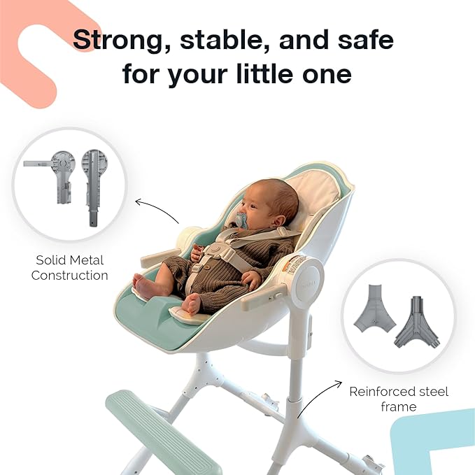 ORIBEL Cocoon Z High Chair & Seat Liner Combo | Convertible High Chair for Newborn to Toddler | Easy Move Gliders | Easy to Clean | Avocado Green