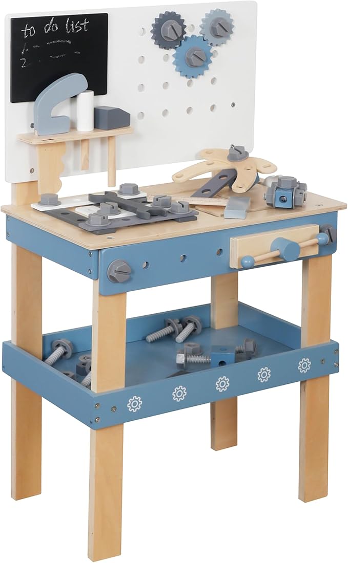 Wooden Tool Bench Toys for Kids Toddlers,Construction Workshop Tool Bench Toys, 51 Pieces Tool Playset with Play Tools Set for Girls & Boys Toddlers 3+