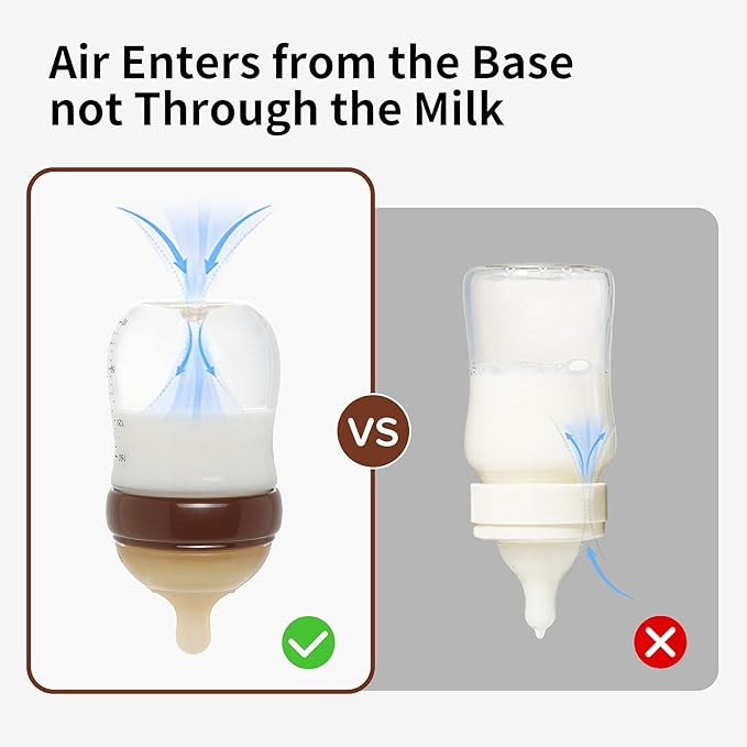 Thyseed Glass Natural Anti-Colic Baby Bottles | Newborn Breast Like Nursing Bottle for Breastfed Babies with Nipple (1+ Months) 8Ounce,1pack