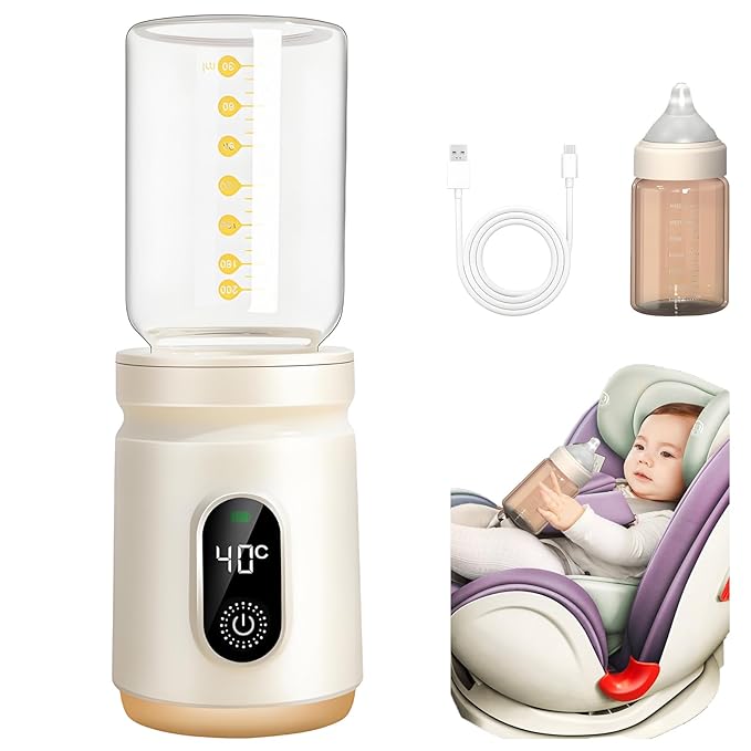 Portable Milk Warmer for Travel,6000mAh Battery Powered Portable Milk Warmer,Fast Heating & Constant Temperature Baby Bottle Warmer