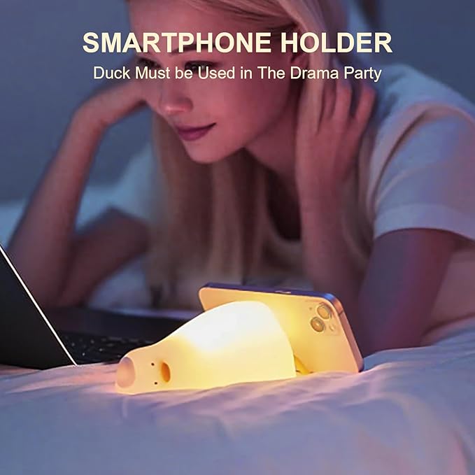 Duck Night Light, Rechargeable Silicone Duck Lamp with Touch Control, Squishy LED Nursery Nightlight, Dimmable Bedside Tap Lamp for Kids Room, Baby Breastfeeding, Bedroom Decor Gift