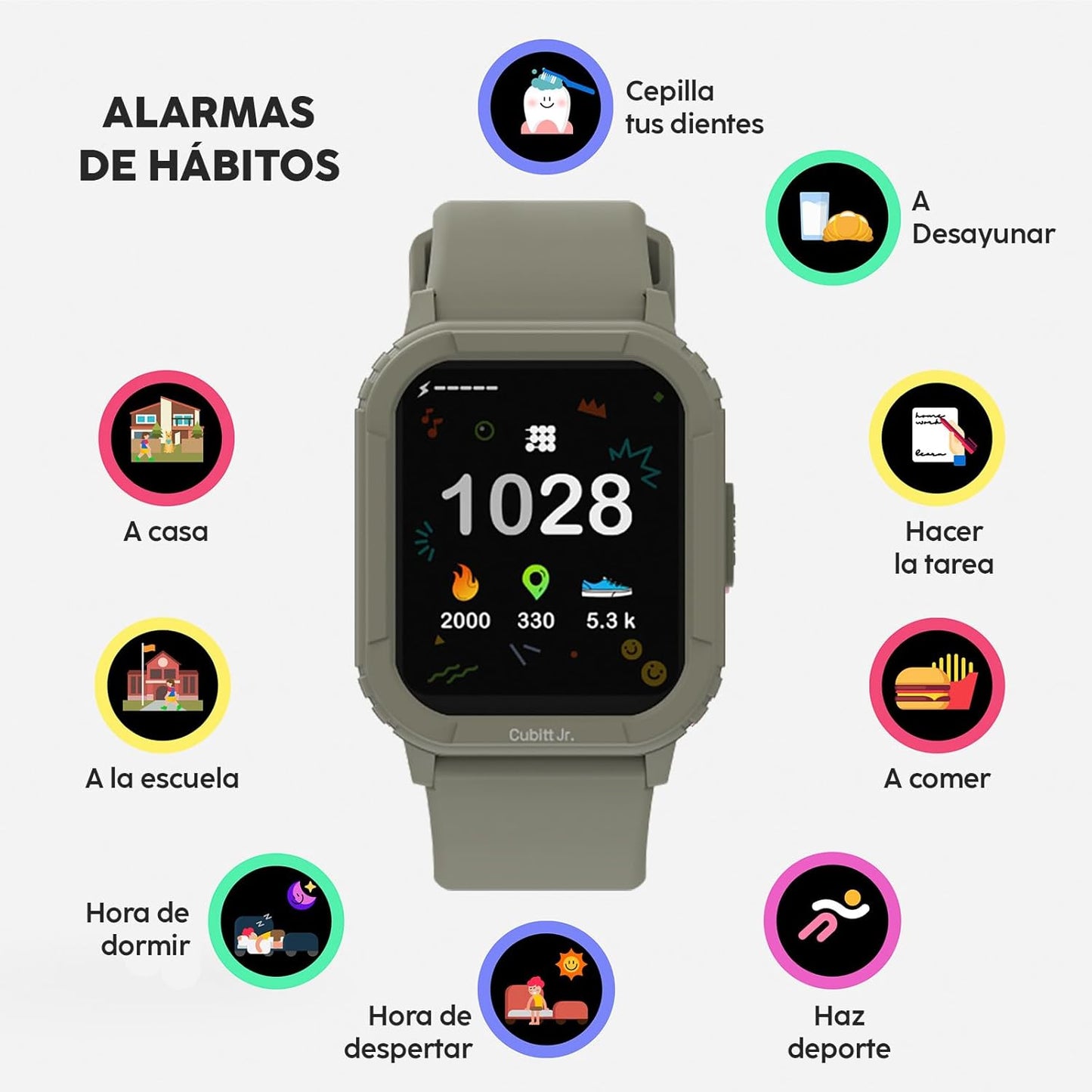 Cubitt Jr Smart Watch Fitness Tracker for Kids and Teens, with Games, Step Counter, Sleep Monitor, Heart Rate Monitor, Activity Tracker, Good Habits Alarms, 1.52" Touch Screen, IP68 Waterproof