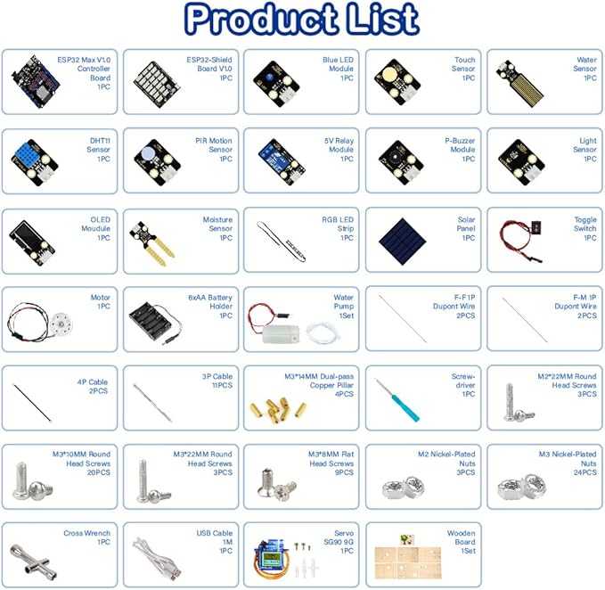 ACEBOTT ESP32 IOT Smart Farm Kit Compatible with Arduino/Scratch, STEM Kit Coding Kit with APP Control, Stem Toys Wooden House Building kit, STEM Educational kit for Kids 12+