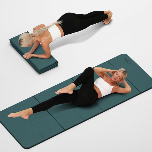 Foldable Yoga Mat Extra Thick 0.32 Inches Eco-Friendly POE Material, Non-Slip Design Fitness Mats, Multi-Purpose Workout Mats For Studio or Home Use (70 x 24 x 0.32 inches）