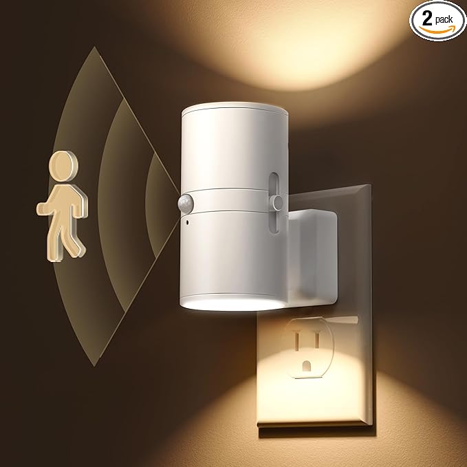 L LOHAS LED Motion Sensor Night Light Plug in, [2 Pack] Motion Activated Night Light, 0-100LM Dimmable, Soft White 3000K, Motion Sensor Light Indoor for Bathroom Hallway Bedroom Stairway Kids Elderly
