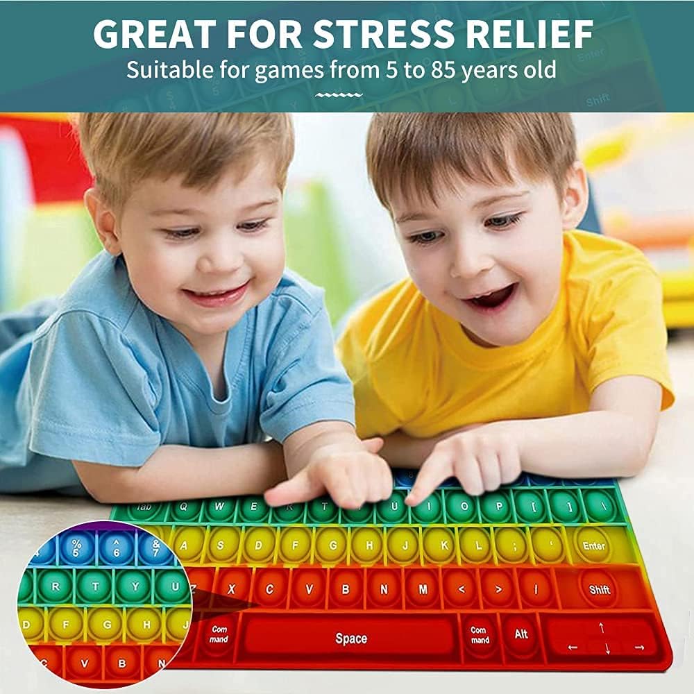 Push Toy Pop Bubble Fidget Sensory Toys Push It Pop Fidget Toys Candy Keyboard Shape, Pop Silicone Popper Toy Anxiety Stress Reliever Relief Autism Learning Materials Game Gift for Kids (Candy)