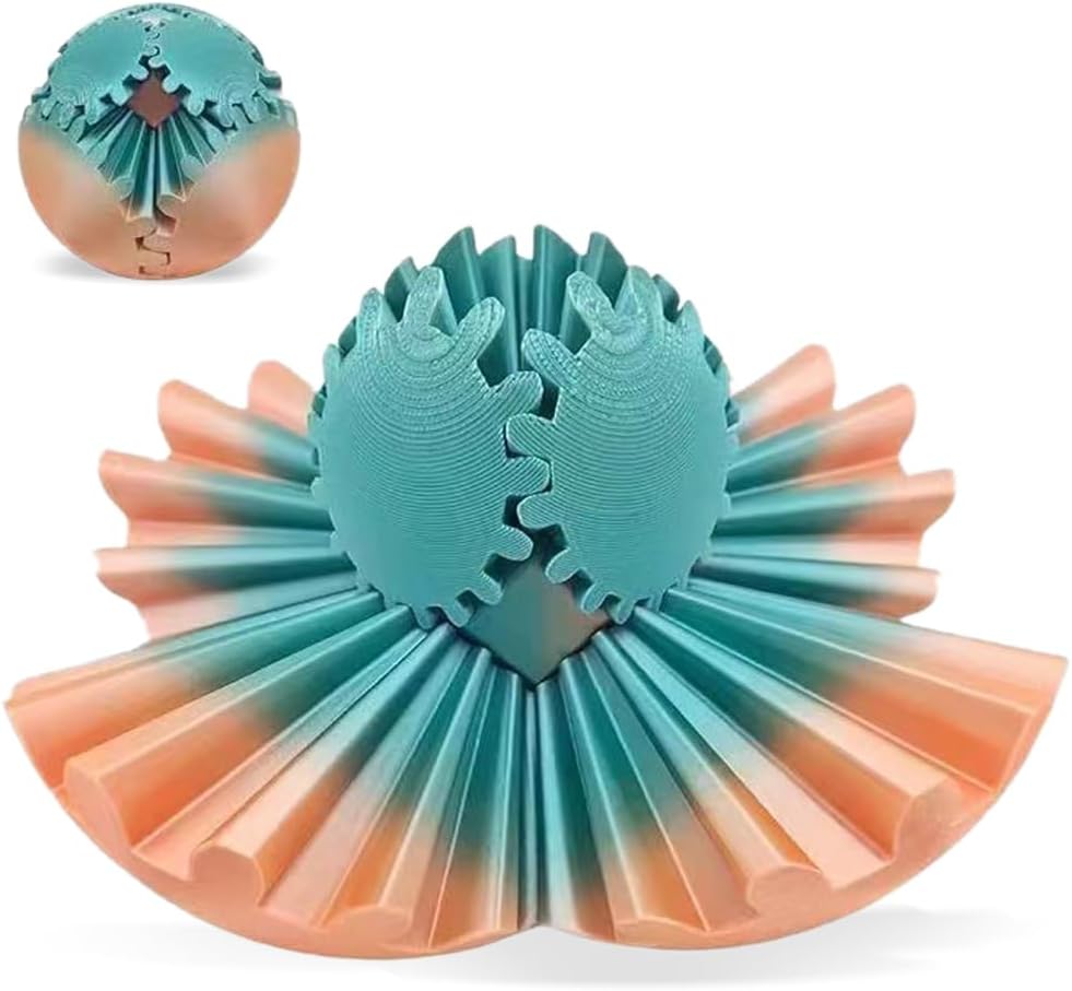 3D Printed Gear Ball Cube Ball Decompression Gear Sphere Toy Stress Ball, Gear Toys Fidget Ball, Relief Desk Decoration for Christmas Toy Gear Toy for Stress and Anxiety Relaxing (Green)