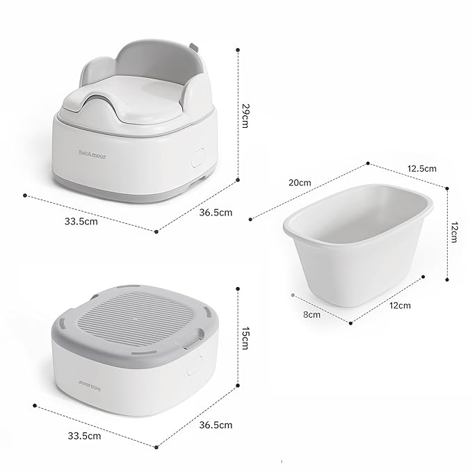 Bebamour Potty Training Toilet 3 in 1 Multi-Functional Potty Seat Detachable Baby Potty Step Stool Anti-Slip Stable Potty Training Toilet with 100 Pack Trash Bags for Baby Toddler Kids(Coffee)