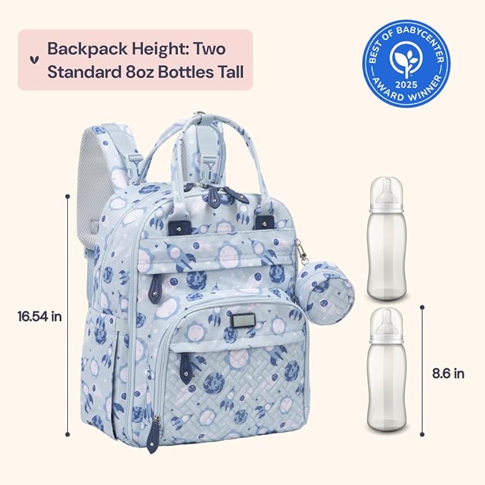 BabbleRoo Diaper Bag Backpack - Baby Essentials Travel Tote - Multi Function Water Resistant Diaper Bag, Travel Essentials Baby Bag with Changing Pad, Stroller Straps & Pacifier Case - Unisex, Cosmic