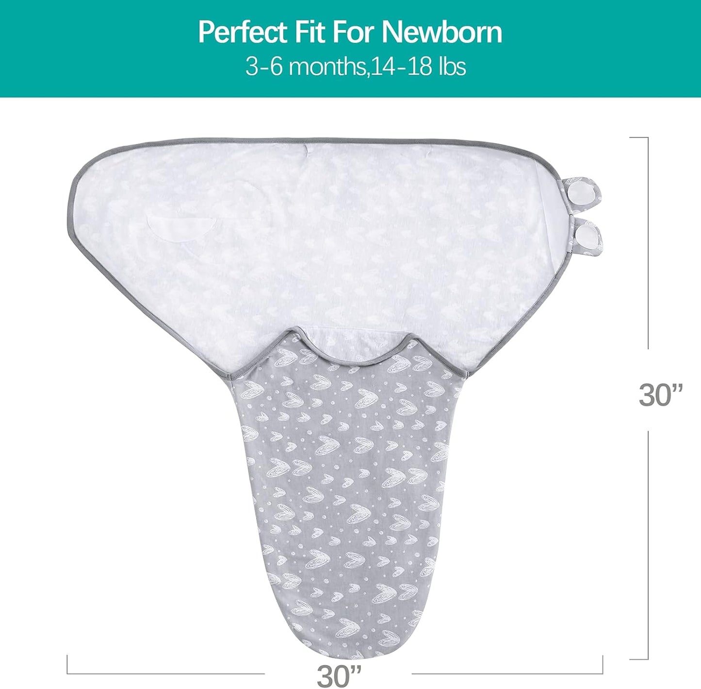 Biloban Baby Swaddle for Boys Girls, 3-6 Months, Cotton Blanket, Newborn Essentials, Lovely Grey Print, 2 Pack