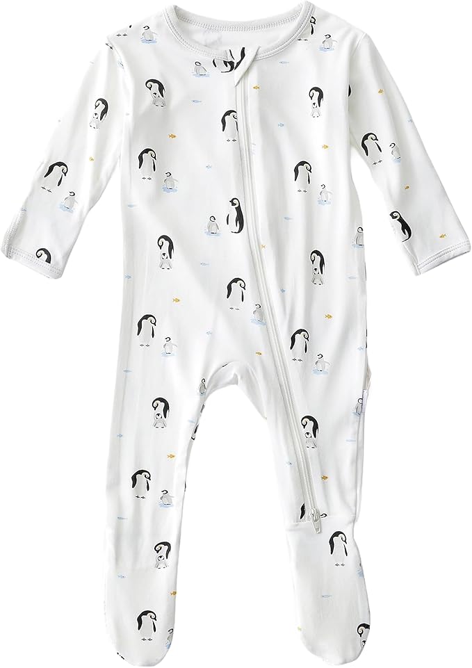 Bamboo Little Soft Baby Footie Pajamas, Baby Clothes, Newborn Sleepers, 95% Viscose and 5% Spandex, 0-24 Months
