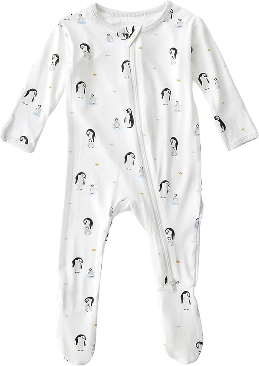Bamboo Little Soft Baby Footie Pajamas, Baby Clothes, Newborn Sleepers, 95% Viscose and 5% Spandex, 0-24 Months