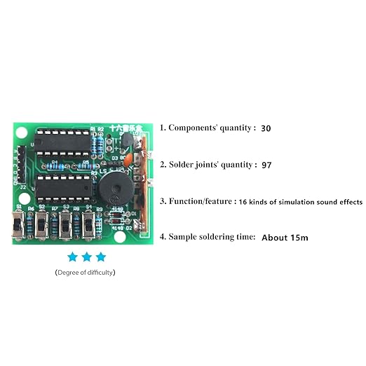 Soldering Practice Kit DIY 16 Sounds Music Box Plug-in Circuit Kit Learn Soldering Kit For DIYers Learning Electronics (0516Y05)