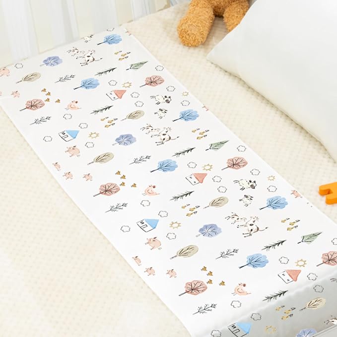 PROMEED 100% Mulberry Silk Bassinet Sheet for Baby Hair Loss and Bald Spot, Oeko-TEX Certified 23 Momme Silk Farm Animal Nursery Bedding for Bassinets/Cradles/Cots/Cribs (Farm Animals)