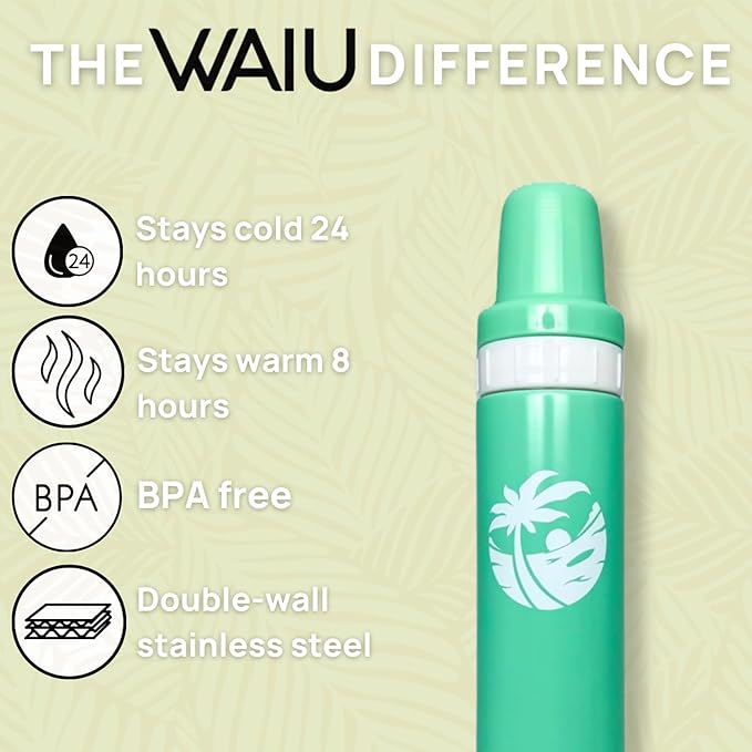 Versatile Waiu Insulated Baby Bottle | 4 oz & 6 oz Sizes | Keeps Drinks Hot for 8 Hours, Cold for 24 Hours | BPA-Free | Multiple Colors Available (Green, 4 oz.)