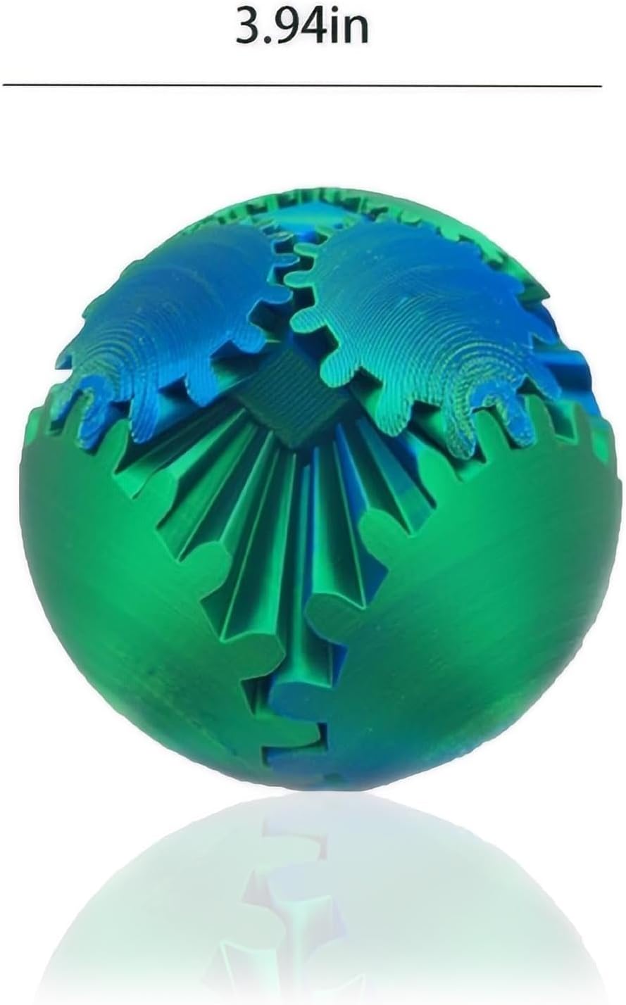 3D Printed Gear Ball, Gear Ball 3D Printed Gear Ball Spin Ball, Gear Ball Spin Ball, 3D Printed Toys, Fidget Ball, Stress Toys, Anxiety Fidget, 3D Printed Fidget Toys (Green Blue)
