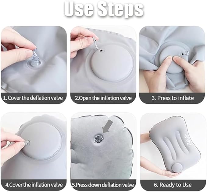 Portable Lightweight Mini Inflatable Pad,Stadium Booster Seat Bleacher Cushion,Foldable Waterproof Sitting Pad to Raise Height for Outdoor Camping Hiking Beach Office (Grey)